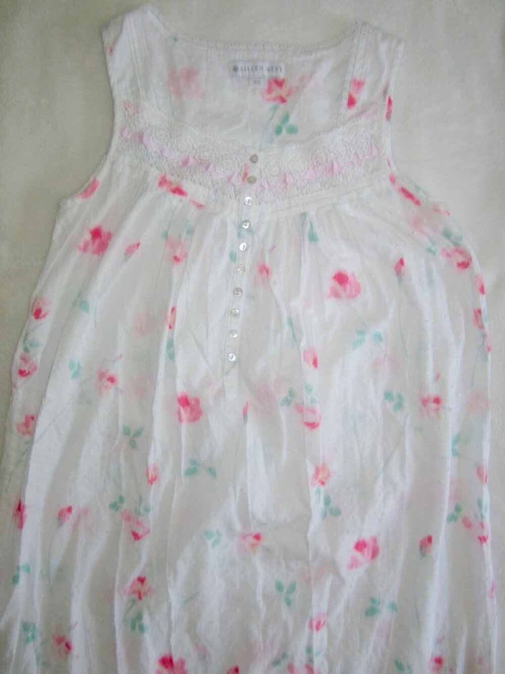 EILEEN WEST Sleeveless Cotton Nightgown Women's XS
